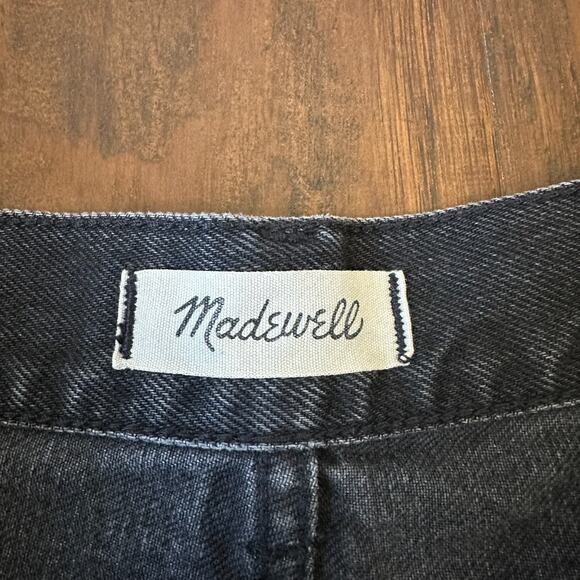 MADEWELL The Dad Jean Shorts Black Denim Button Fly Cut Off Frayed - Picture 6 of 9